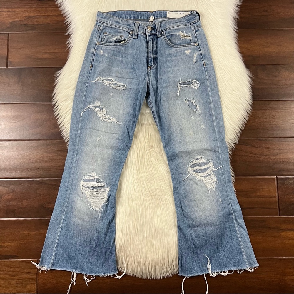 Rag & Bone Womens Size 26 Crop Flare Distressed Denim Jeans in Ryder